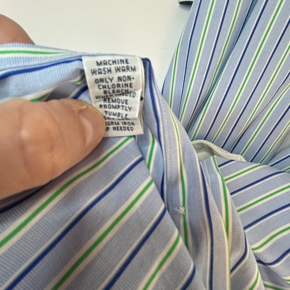 Polo Ralph Lauren Mens Contrast Stripe Dress Shirt Blue Green Navy XXL - Picture 4 of 7